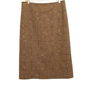 Erica Tanov Brown Nubby Wool Blend Skirt